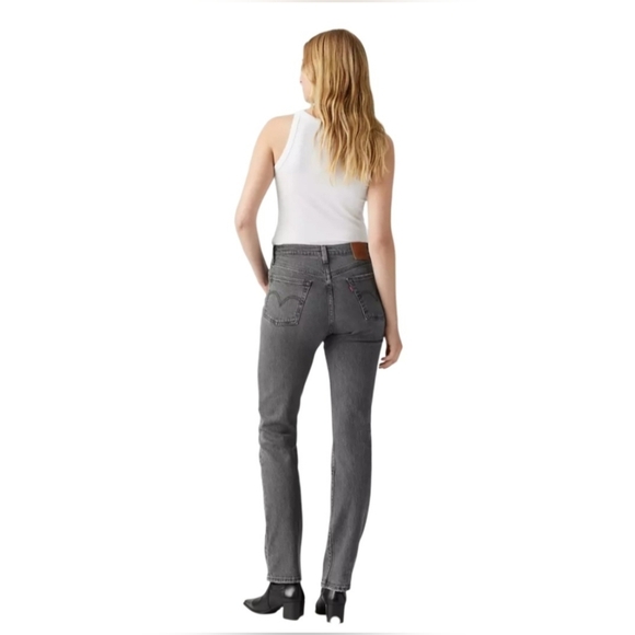 Levi's Stellar Stretch Mid Rise Boyfriend Relaxed Charcoal Grey Taper Jeans 32 - Picture 6 of 11
